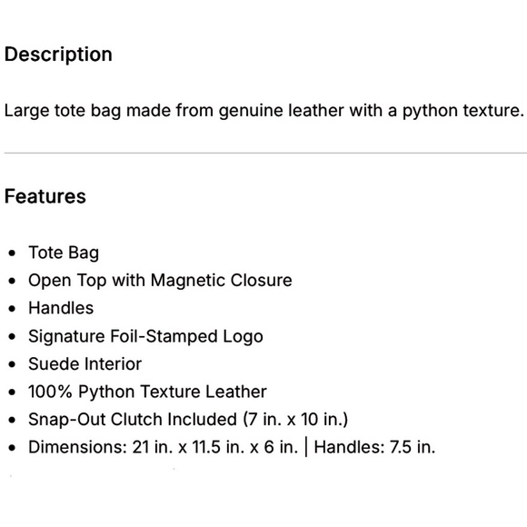 Ampersand As Apostrophe White Sideways Python Textured Leather Tote Bag - Picture 13 of 13